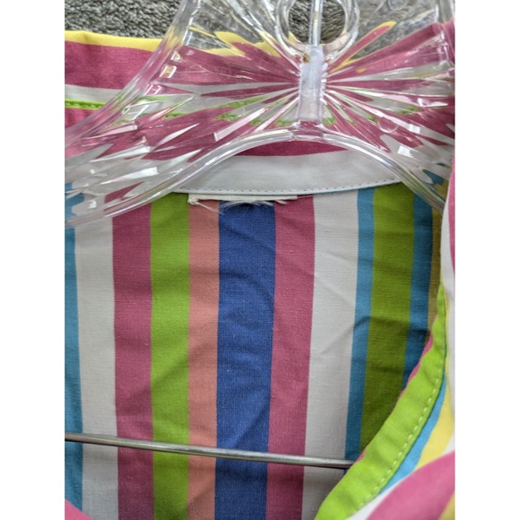 Striped Button Up Shirt Women's Large Estimated Vibrant Colorful - Picture 2 of 7